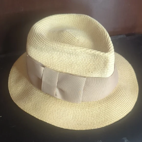 Eugenia Kim Tan Hat with Brown Ribbon